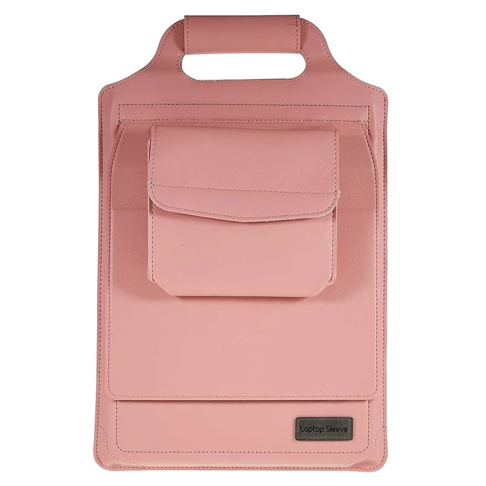 15-inch Laptop Sleeve Case PU Leather Notebook Carrying Case with Adjustable Stand - Pink - 4