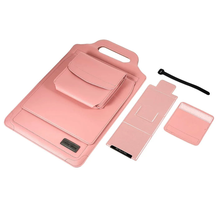 15-inch Laptop Sleeve Case PU Leather Notebook Carrying Case with Adjustable Stand - Pink - 6