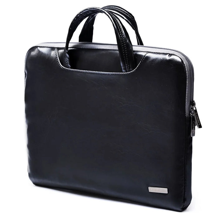 LISEN 11.6 Inch Laptop Bag Business Style PU Leather Laptop Sleeve Case with Handle Strap - Black - 2