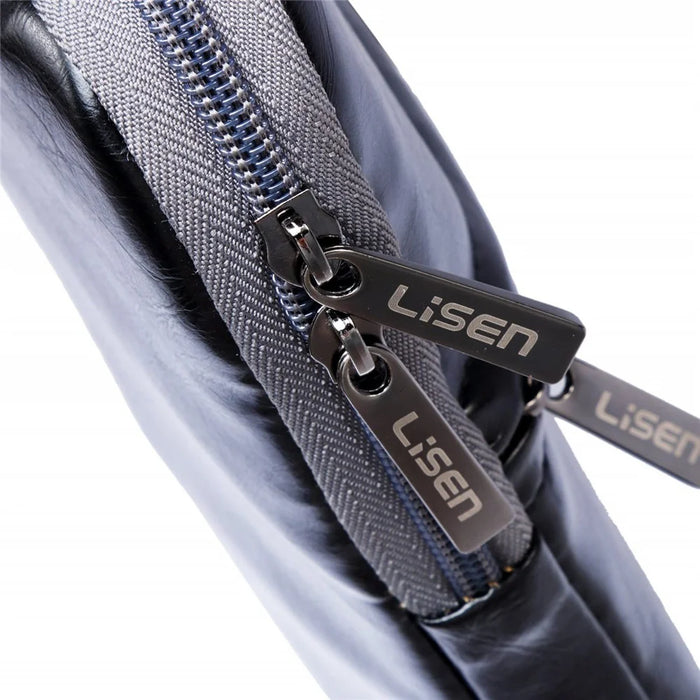 LISEN 11.6 Inch Laptop Bag Business Style PU Leather Laptop Sleeve Case with Handle Strap - Black - 6