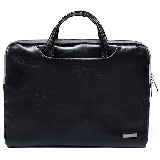 LISEN 13.3 Inch Laptop Case Smooth PU Leather Laptop Sleeve Durable Computer Carrying Bag with Handle Strap - Black - 1