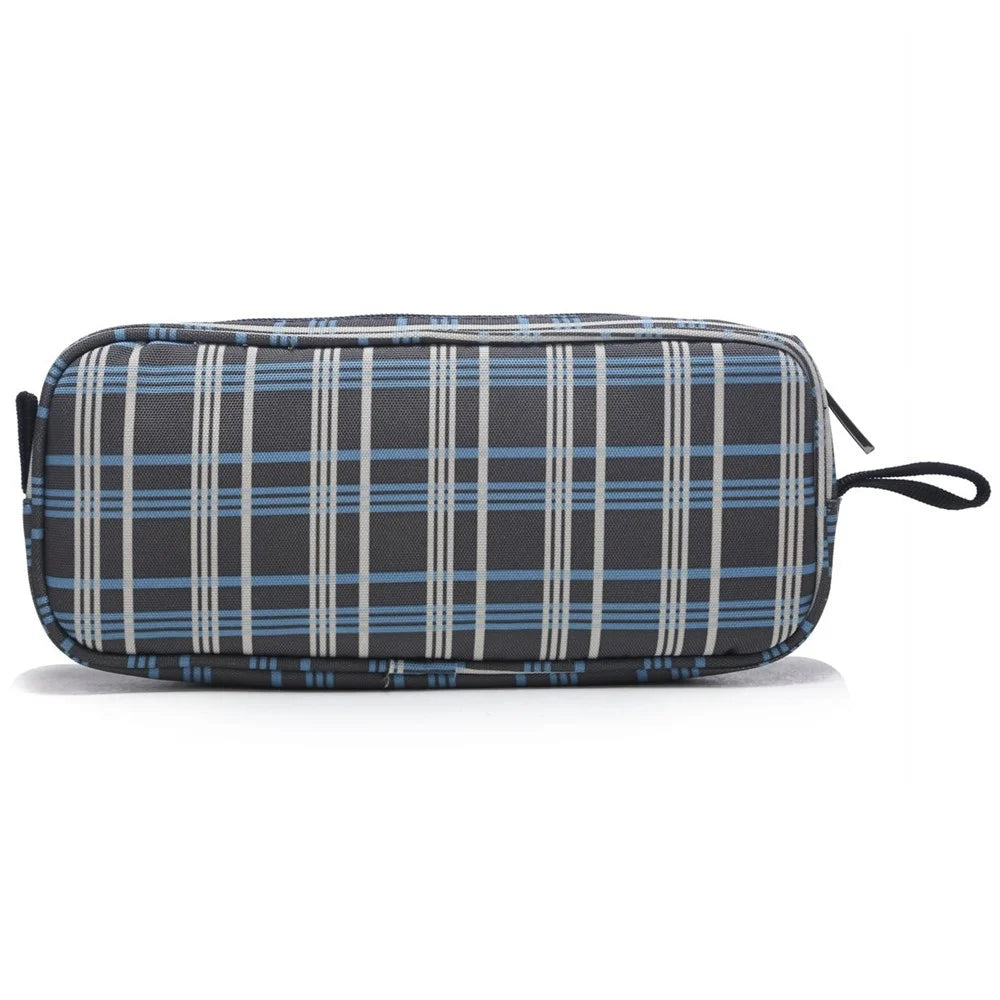 LISEN Digital Accessories Nylon Zipper Bag Data Cable U-disk Power Bank Charger Storage Bag - Grey/Blue - 4