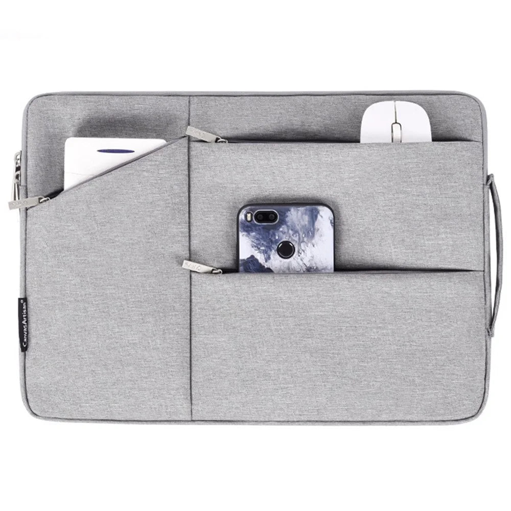 CANVASARTISAN L25-58 11-inch Laptop Briefcase Protective Bag Notebook Computer Handbag with Outer Storage Pockets - Light Grey - 5