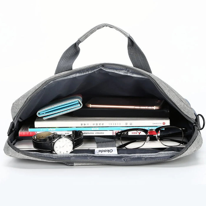 OKADE T52 15.6-inch Laptop Bag Shoulder Handbag Waterproof Notebook Pouch (with Shoulder Strap) - Grey - 7