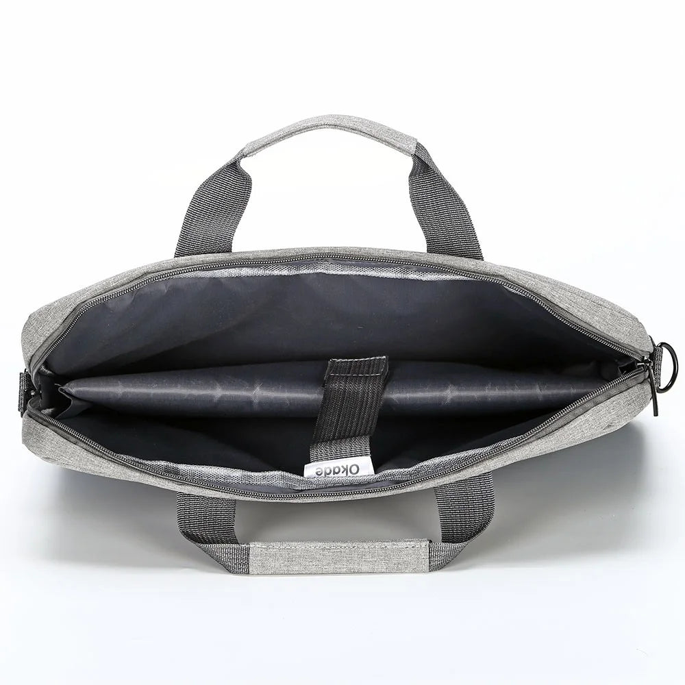 OKADE T52 14-inch Notebook Crossbody Handbag Portable Laptop Zipper Bag (with Shoulder Strap) - Grey - 6