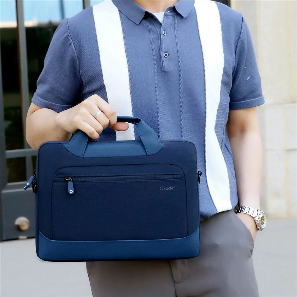 OKADE T62 Notebook Handbag for 15.4-16inch Laptop Shockproof Air Cushion Lining Protective Bag Storage Pouch (with Shoulder Strap) - Dark Blue - 5