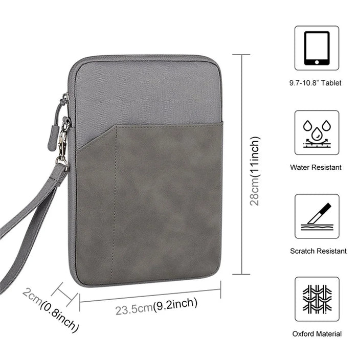 HAWEEL HWL7018 Zippered Carry Case for iPad 9.7-11 inch Scratch-Proof Tablets Sleeve Bag with Strap - Grey - 7