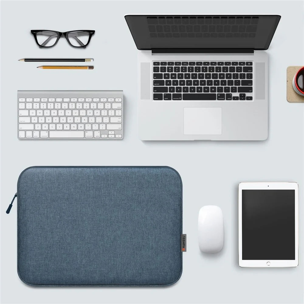 HAWEEL HWL7016 For Macbook Pro 15 inch (2016) / (2018-2019)  /  16 inch (2022) Shockproof Zippered Sleeve Bag Scratch Resistant Carry Case (40.5 x 29.5cm, 15-16.7 inch) - Blue - 2