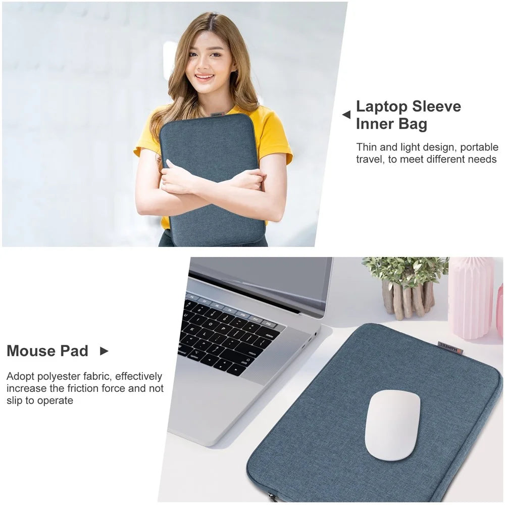 HAWEEL HWL7016 For Macbook Pro 15 inch (2016) / (2018-2019)  /  16 inch (2022) Shockproof Zippered Sleeve Bag Scratch Resistant Carry Case (40.5 x 29.5cm, 15-16.7 inch) - Blue - 5