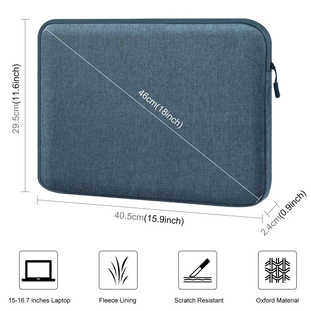 HAWEEL HWL7016 For Macbook Pro 15 inch (2016) / (2018-2019)  /  16 inch (2022) Shockproof Zippered Sleeve Bag Scratch Resistant Carry Case (40.5 x 29.5cm, 15-16.7 inch) - Blue - 7