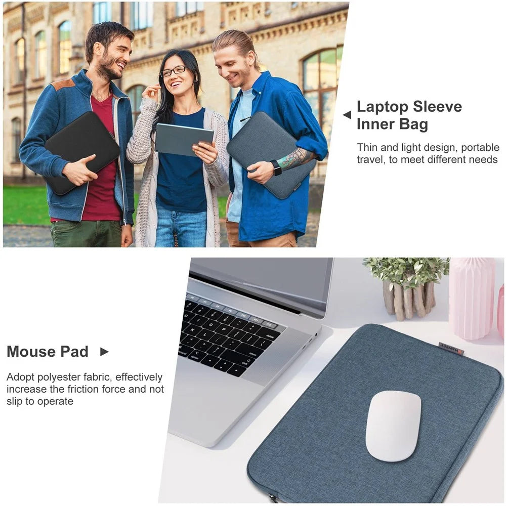 HAWEEL HWL7014 For MacBook 12-inch with Retina Display(2015) / MacBook Air 13 inch (2022) / (2020) / (2018) Anti-Scratch Carrying Case Protective Sleeve Bag (34 x 25cm, 12.5-13.5 inch) - Blue - 5