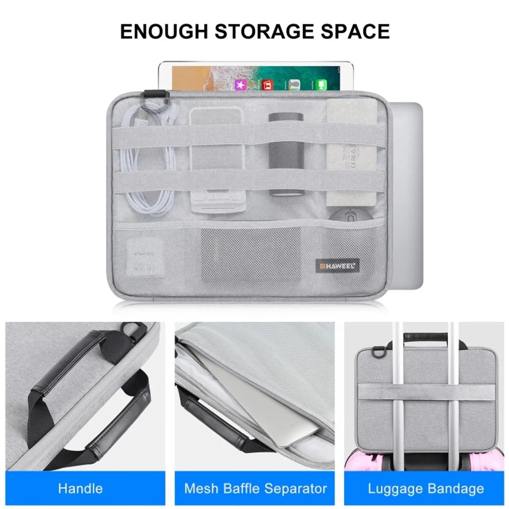 HAWEEL HWL2168 For 14-15 inch MacBook Pro 14 inch (2021) / 15 inch (2013) / (2016) Anti-Scratch Carrying Case Protective Sleeve Bag with Shoulder Strap - Grey - 6