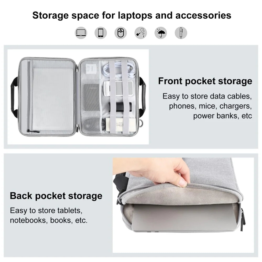 HAWEEL HWL2168 For 14-15 inch MacBook Pro 14 inch (2021) / 15 inch (2013) / (2016) Anti-Scratch Carrying Case Protective Sleeve Bag with Shoulder Strap - Grey - 7