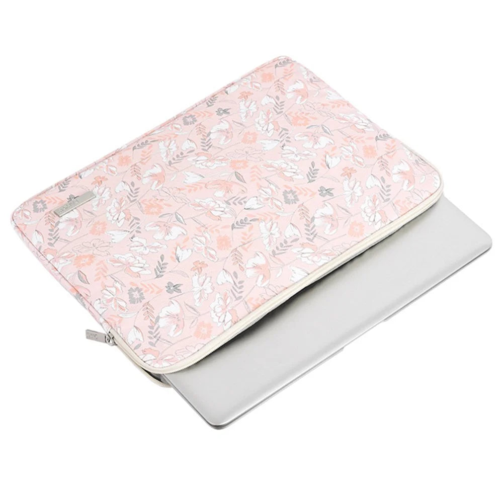 CANVASARTISAN G4-01 Water Repellent PU Leather Carrying Bag for 11-inch Laptop Flower and Leaves Print Notebook Protective Sleeve - 3