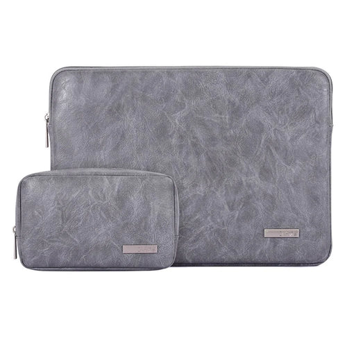 CANVASARTISAN  L38-T0311 PU Leather Carrying Case for 12 inch Portable Sleeve Bag Laptops Anti-Scratch Slim Case with Small Bag - Grey - 1
