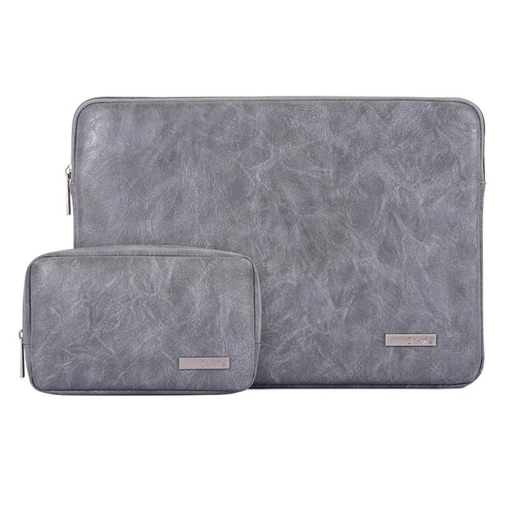 CANVASARTISAN  L38-T0311 PU Leather Carrying Case for 12 inch Portable Sleeve Bag Laptops Anti-Scratch Slim Case with Small Bag - Grey - 1