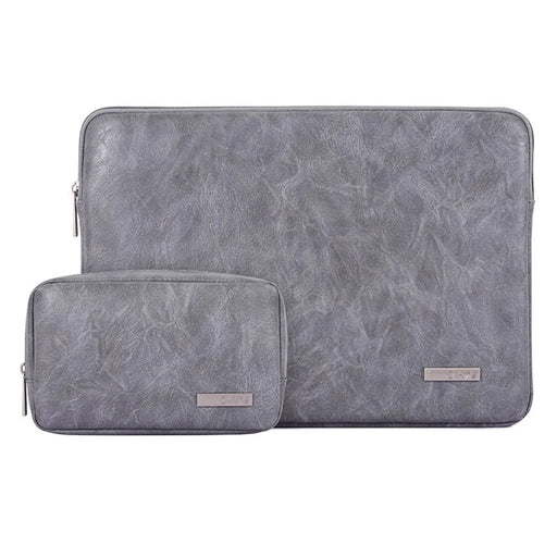 CANVASARTISAN  L38-T0311 PU Leather Carrying Case for 12 inch Portable Sleeve Bag Laptops Anti-Scratch Slim Case with Small Bag - Grey - 1