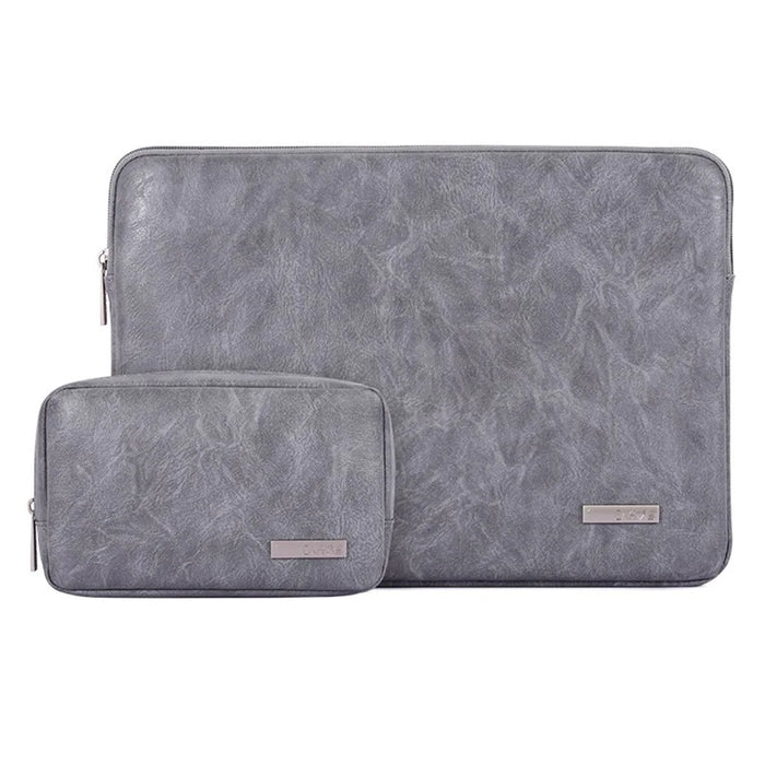 CANVASARTISAN  L38-T0311 PU Leather Carrying Case for 12 inch Portable Sleeve Bag Laptops Anti-Scratch Slim Case with Small Bag - Grey - 1