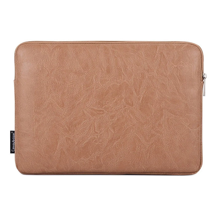 CANVASARTISAN G31-36 15-inch Laptop Shockproof Zipper Bag Leopard Print PU Leather Notebook Protective Sleeve - Khaki - 4