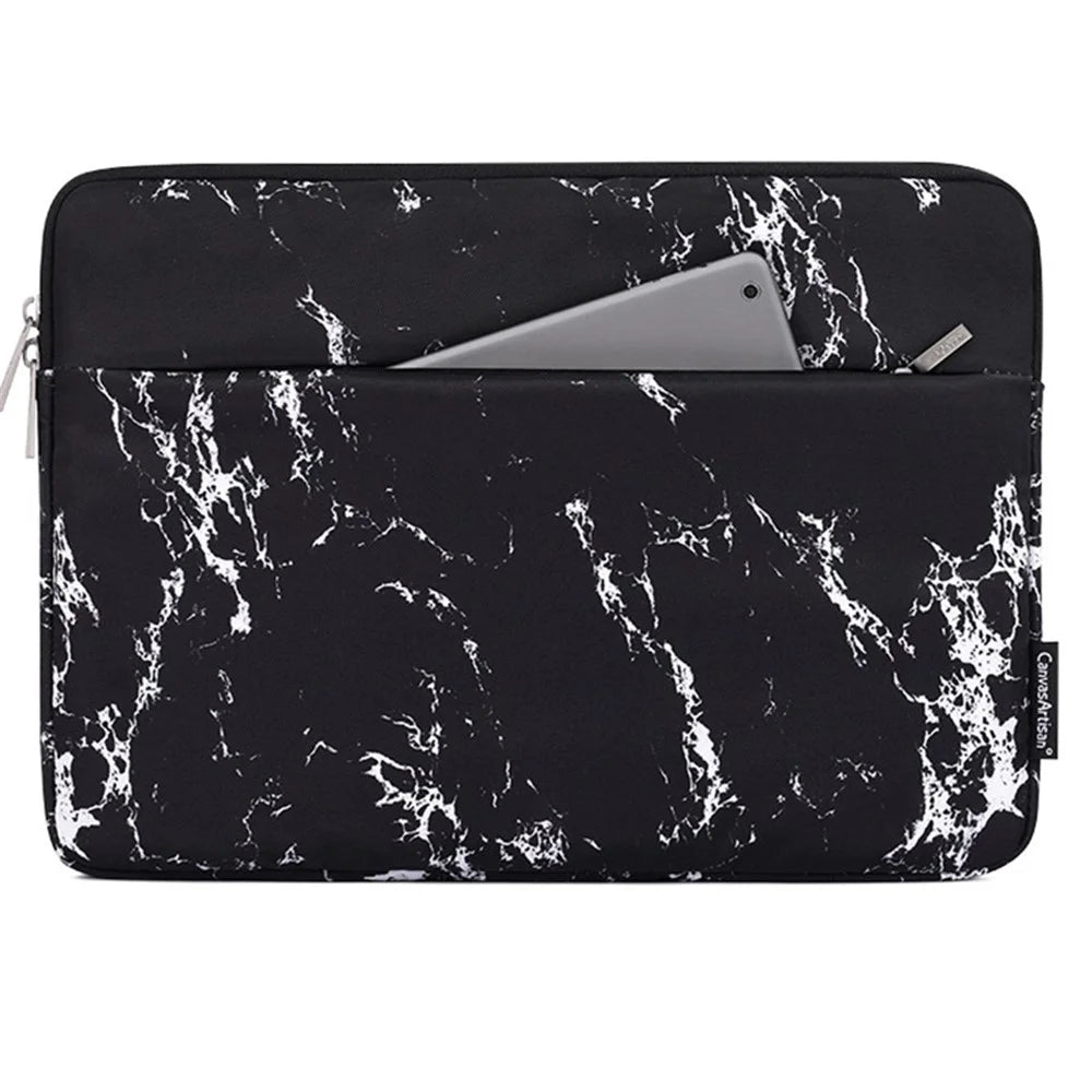 CANVASARTISAN H32-11 13-inch Laptop Zipper Pouch Slim Printed Carrying Bag Notebook Protective Sleeve - Black - 1