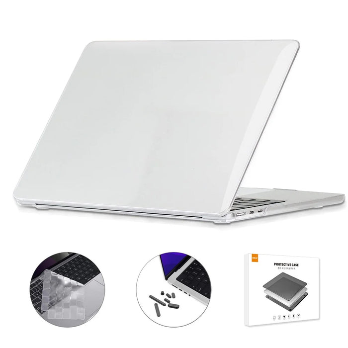ENKAY HAT PRINCE Crystal Laptop Cover for MacBook Air 13 inch (2026) A3449 / (2025) A3240 / (2024) A3113 / (2022) A2681 Case Keyboard Film Plugs - White - 1
