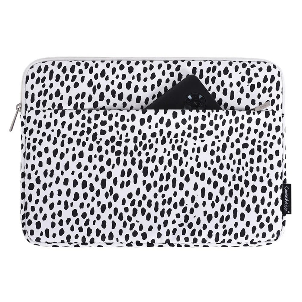 CANVASARTISAN H36-11 12-inch Laptop Soft Lining Protective Sleeve Black Spotted Notebook Carrying Bag - 2
