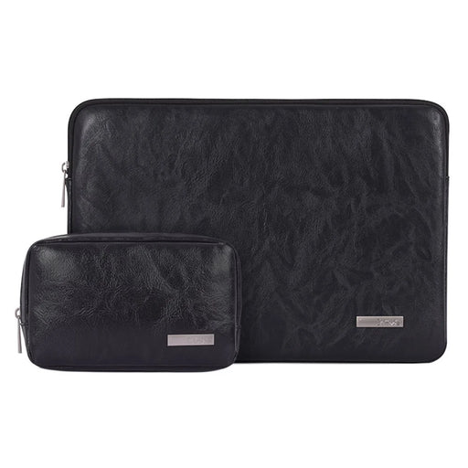 CANVASARTISAN  L38-T0311 PU Leather Carrying Case for 14 inch Portable Sleeve Bag Laptops Slim Case with Small Bag - Black - 1