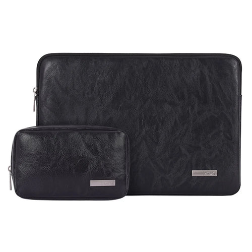 CANVASARTISAN  L38-T0311 PU Leather Sleeve Bag for 15 inch Portable Carrying Case with Small Bag Laptops Shockproof Protector - Black - 1