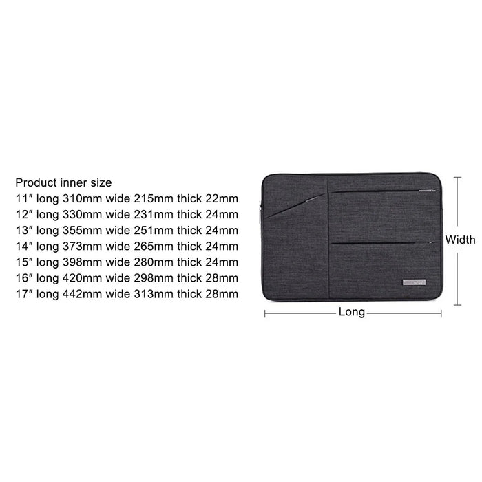 CANVASARTISAN L2-08 12-inch Laptop Carrying Bag Tote Pouch Shockproof Notebook Sleeve Bag (with Handle) - Black - 7