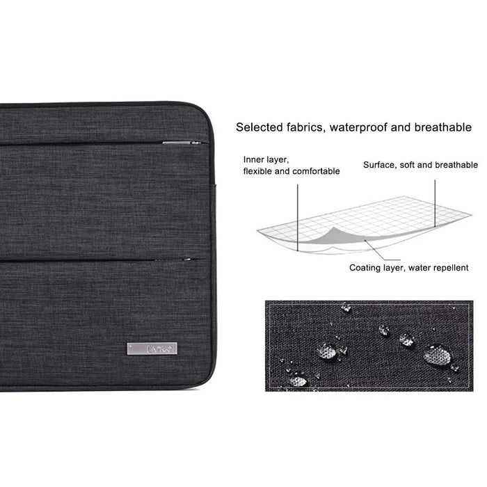 CANVASARTISAN L2-08 14-inch Laptop Tote Pouch Waterproof Notebook Zipper Sleeve Bag (with Handle) - Black - 3