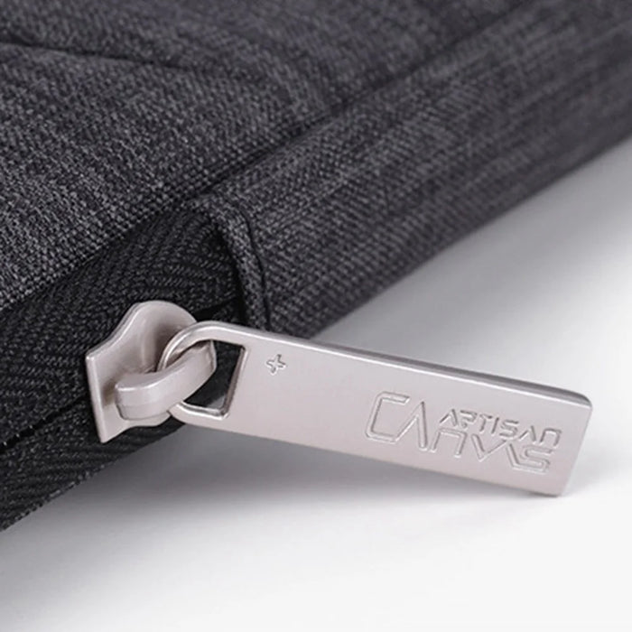CANVASARTISAN L2-08 14-inch Laptop Tote Pouch Waterproof Notebook Zipper Sleeve Bag (with Handle) - Black - 4
