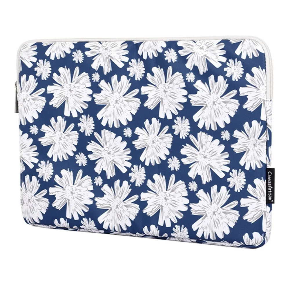 CANVASARTISAN H34-01 14-inch Notebook Protective Sleeve for Travel / Office / School Flower Print Laptop Zipper Bag - 1