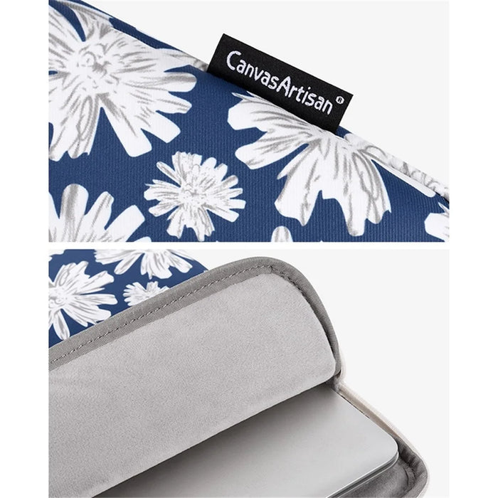 CANVASARTISAN H34-01 14-inch Notebook Protective Sleeve for Travel / Office / School Flower Print Laptop Zipper Bag - 3