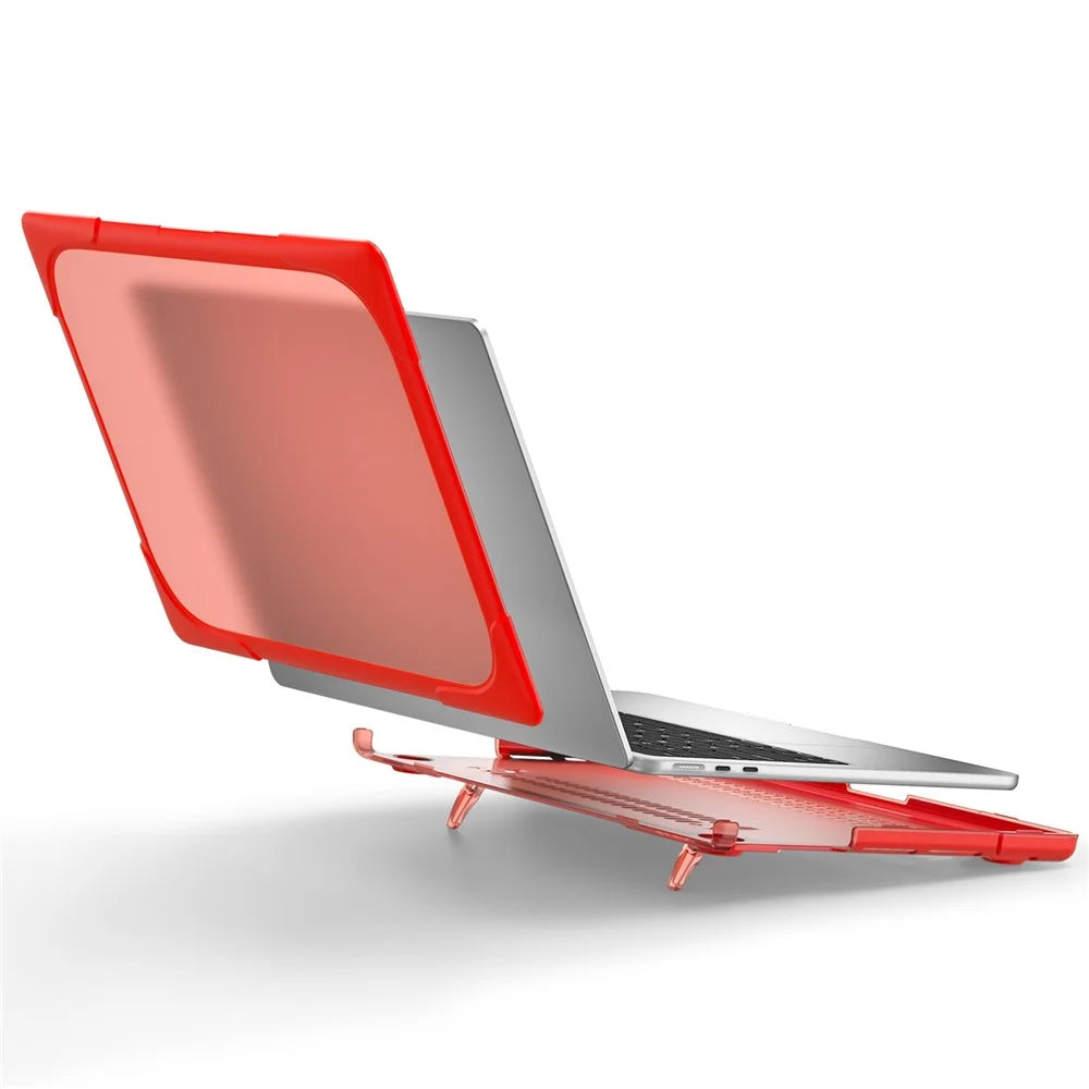 Laptop Case for MacBook Air 13 inch (2026) A3449 / (2025) A3240 / (2024) A3113 / (2022) A2681 Protective Case Notebook Computer Anti-Scratch Cover with Stand - Red - 6