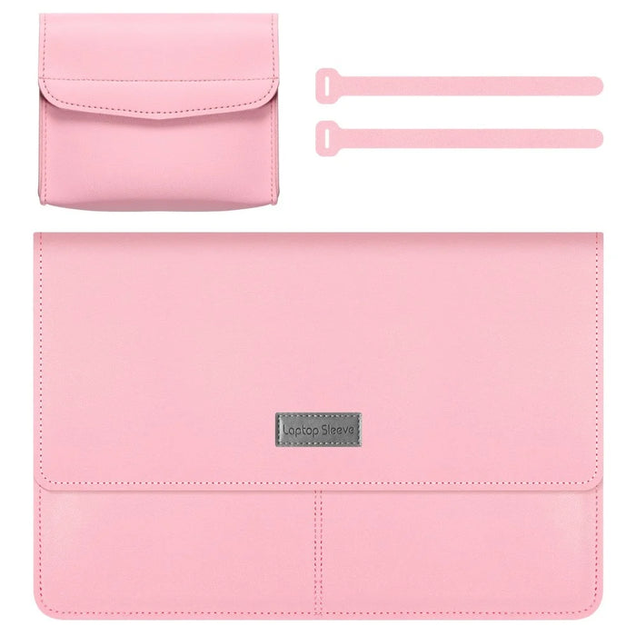 11-12 Inch Laptop Storage Bag for MacBook Anti-scratch PU Leather Notebook Computer Sleeve Mouse Pad - Pink - 1