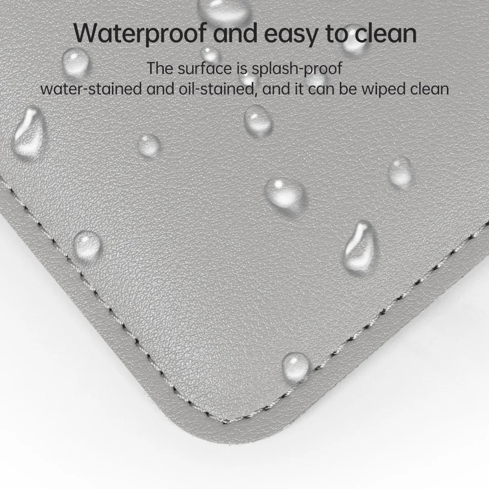 13-14 Inch Notebook Computer Sleeve for MacBook Waterproof PU Leather Mouse Pad Laptop Storage Pouch for Home Office - Grey - 3