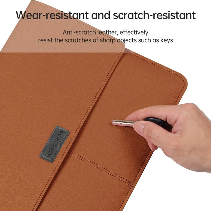 15 Inch Multifunction Laptop Sleeve for MacBook Large PU Leather Mouse Pad Notebook Computer Storage Pouch Handbag - Green - 6