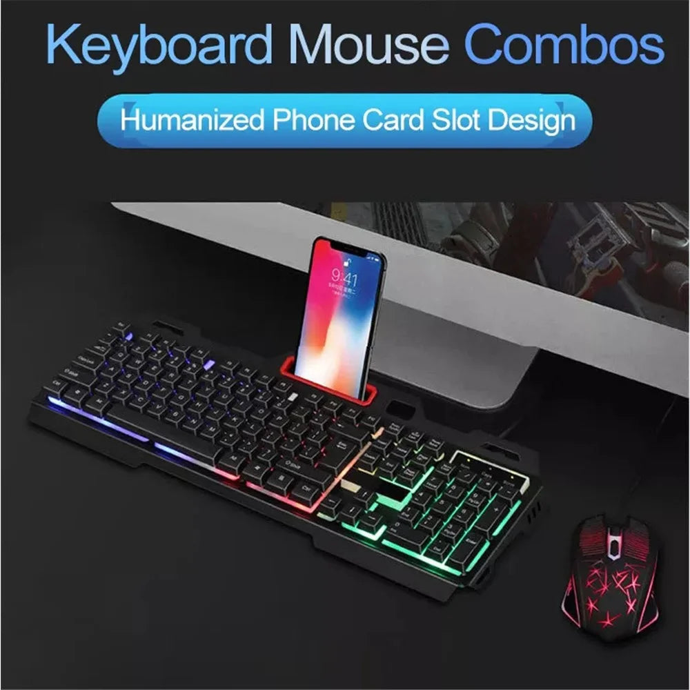 RGB Light 104 Keys USB Wired Gaming Keyboard and Wired Mouse Combo for PC Gamer Laptop Work - 3