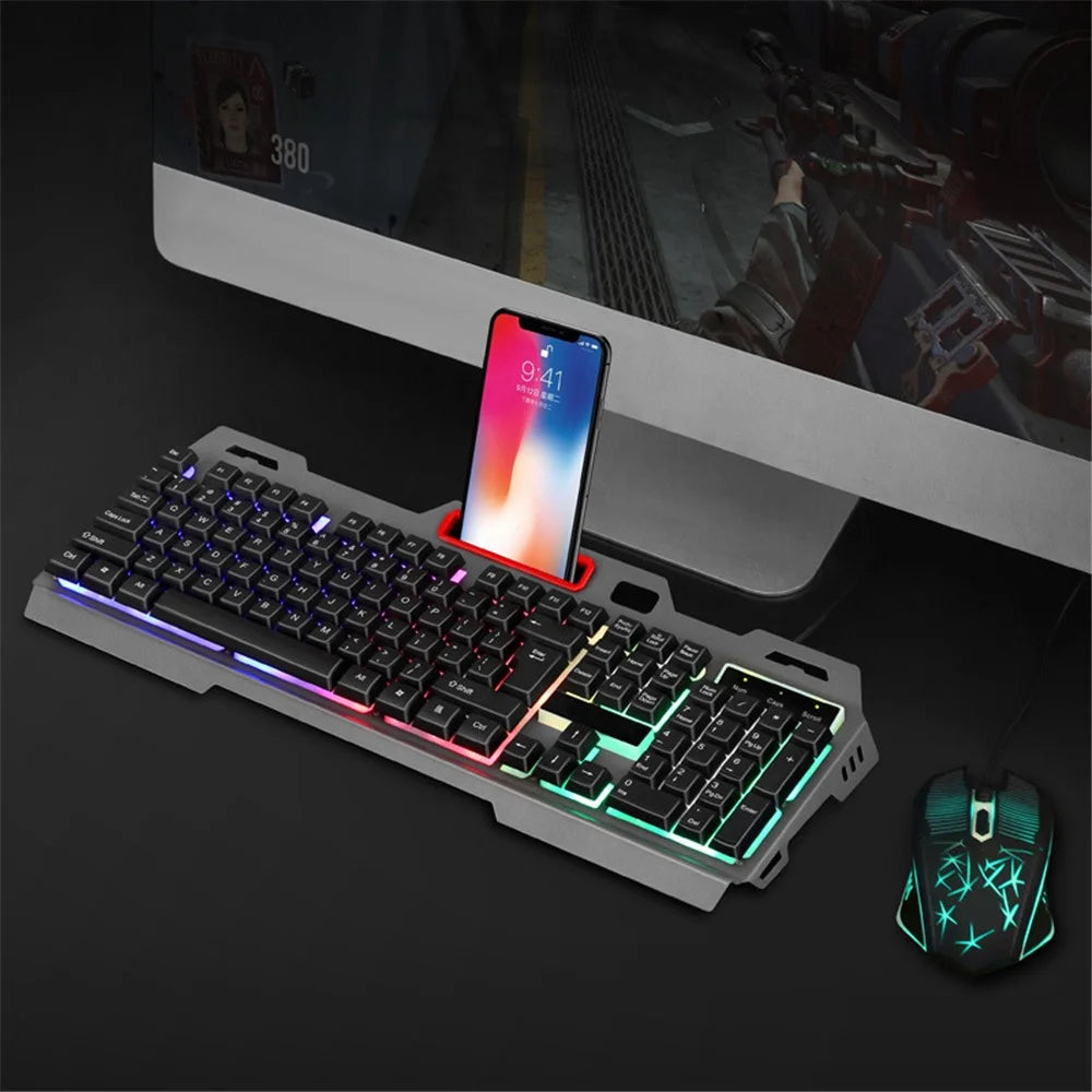 RGB Light 104 Keys USB Wired Gaming Keyboard and Wired Mouse Combo for PC Gamer Laptop Work - 4