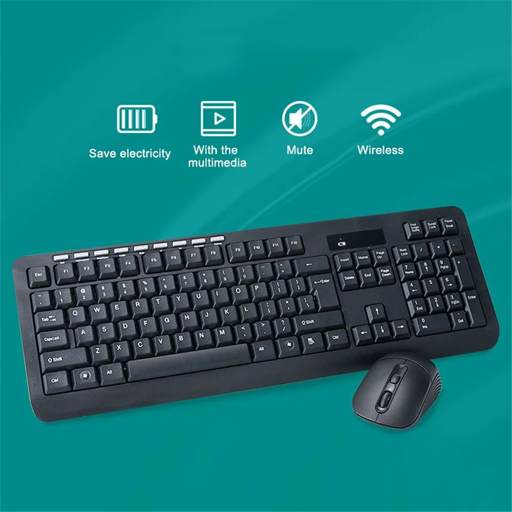 2.4G Bluetooth-compatible 113-Key Wireless Keyboard Home Office Mute Mouse for Laptop and Computer - 2