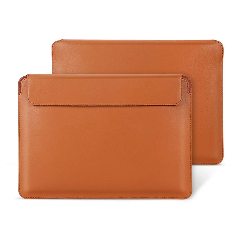 SS07 Laptop Sleeve for 13 inch Notebook, Cowhide Leather Waterproof Cover Horizontal Style Notebook Computer Case - Brown - 1