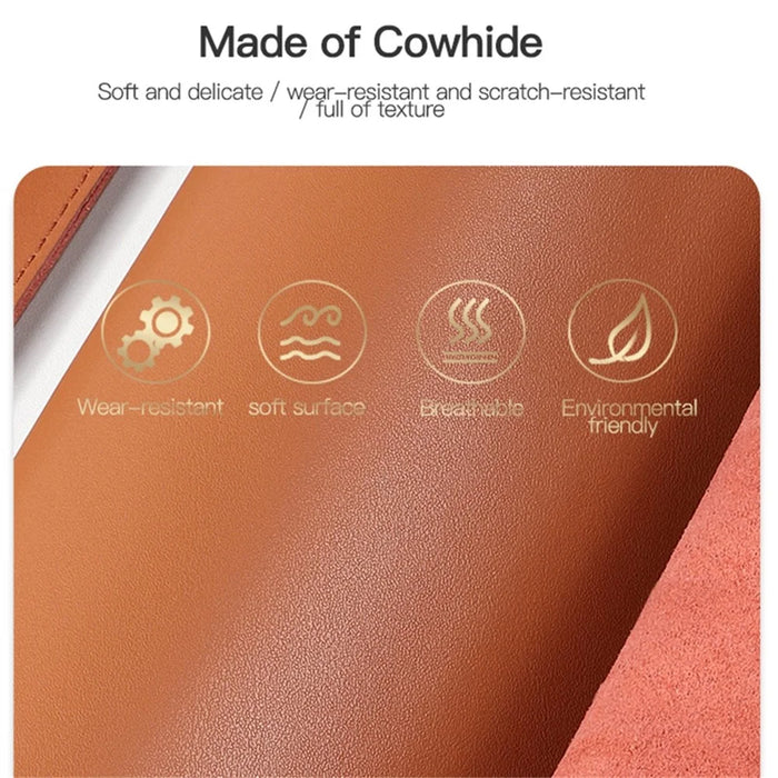 SS07 Laptop Sleeve for 13 inch Notebook, Cowhide Leather Waterproof Cover Horizontal Style Notebook Computer Case - Brown - 2