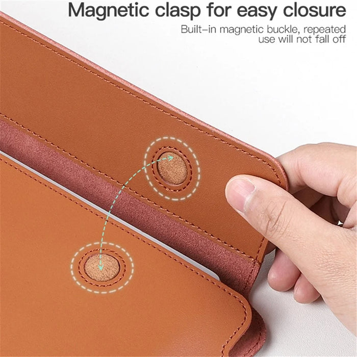 SS07 Laptop Sleeve for 13 inch Notebook, Cowhide Leather Waterproof Cover Horizontal Style Notebook Computer Case - Brown - 4