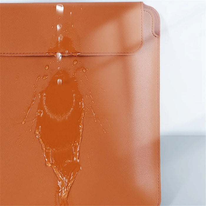 SS07 Laptop Sleeve for 13 inch Notebook, Cowhide Leather Waterproof Cover Horizontal Style Notebook Computer Case - Brown - 5