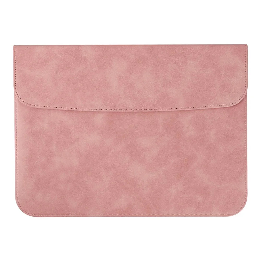 SS13 12 inch Laptop Sleeve Ultra-thin PU Leather Notebook PC Pouch Mouse Pad for Home and Office - Pink - 1