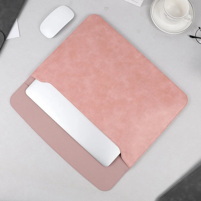 SS13 15.4 inch Laptop Case Sleeve Waterproof PU Leather Mouse Pad Notebook Computer Pouch Mouse Mat Thin Bag - Pink - 2