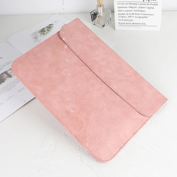 SS13 15.4 inch Laptop Case Sleeve Waterproof PU Leather Mouse Pad Notebook Computer Pouch Mouse Mat Thin Bag - Pink - 4