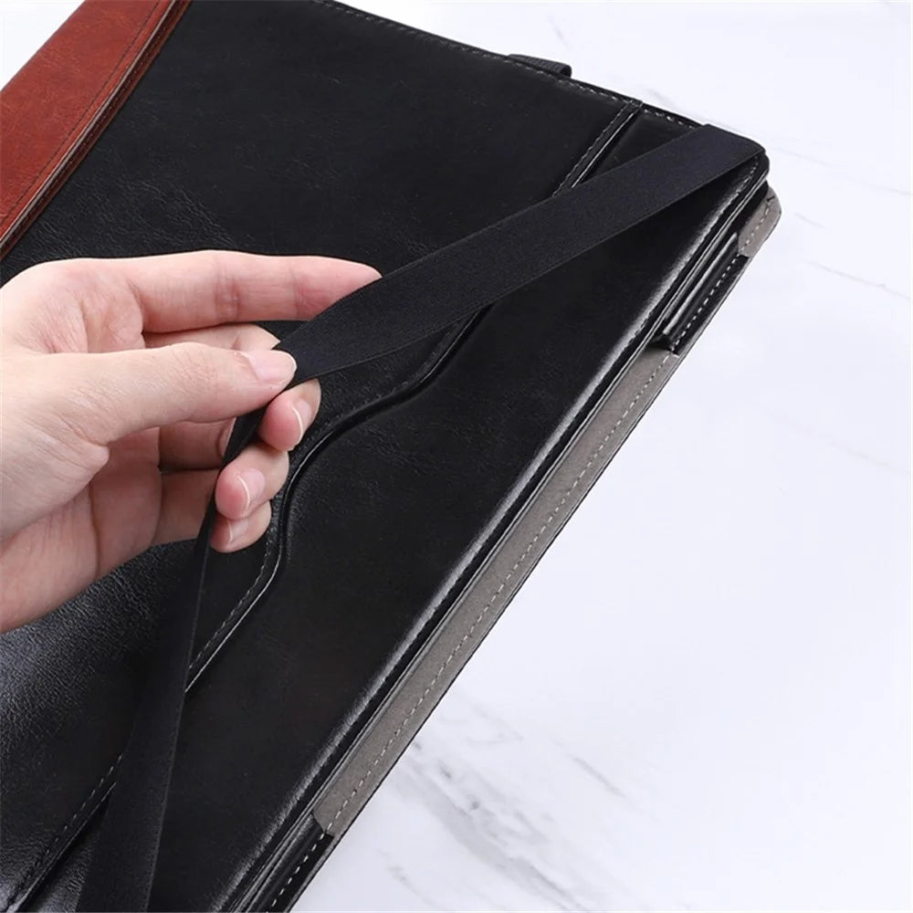 SS-26 Laptop Case Cover for Microsoft Surface Laptop 1 / 2 / 3 / 4 13.5 inch, PU Leather Stand Notebook Sleeve Skin Pouch - Leather Splicing / Black+Brown - 7
