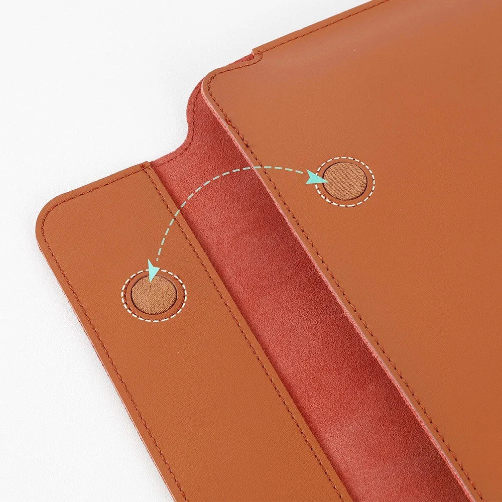 SS07 11-12 inch Laptop Sleeve for Microsoft Surface Go 1 / 2 / 3, Cowhide Leather Case Water Resistant Notebook Computer Carrying Bag - Brown - 4
