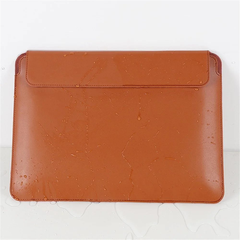 SS07 11-12 inch Laptop Sleeve for Microsoft Surface Go 1 / 2 / 3, Cowhide Leather Case Water Resistant Notebook Computer Carrying Bag - Brown - 6